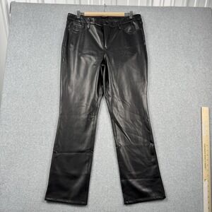 NYDJ Sculpt Her Pants Womens 16P Black Faux Leather Straight Leg Stretch Biker